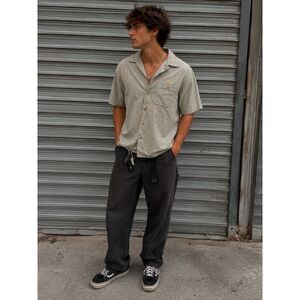 Deus Ex Machina Gray Short Sleeve Button Up Shirt Top   Mens Size Medium
